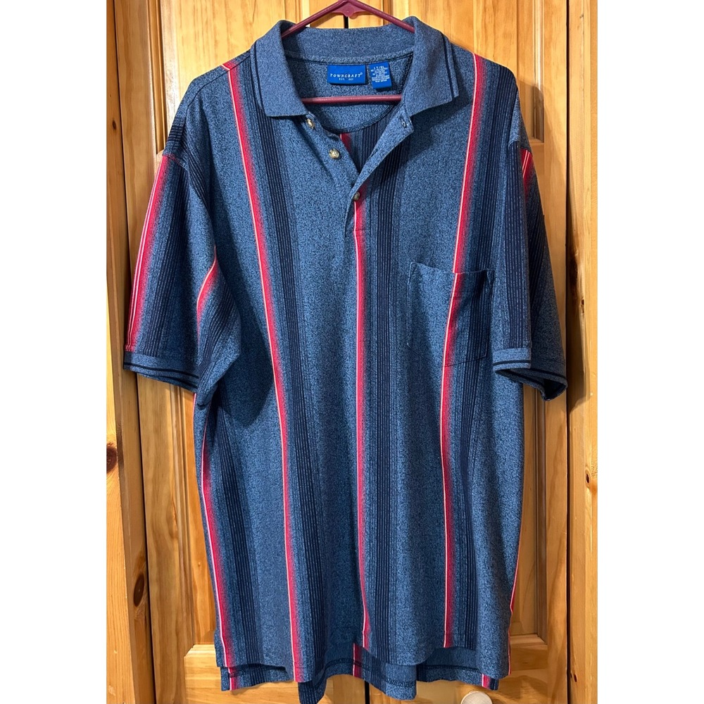 Towncraft Mens LT Striped Polo Shirt Vertical Pattern Golf Casual Classic Fit